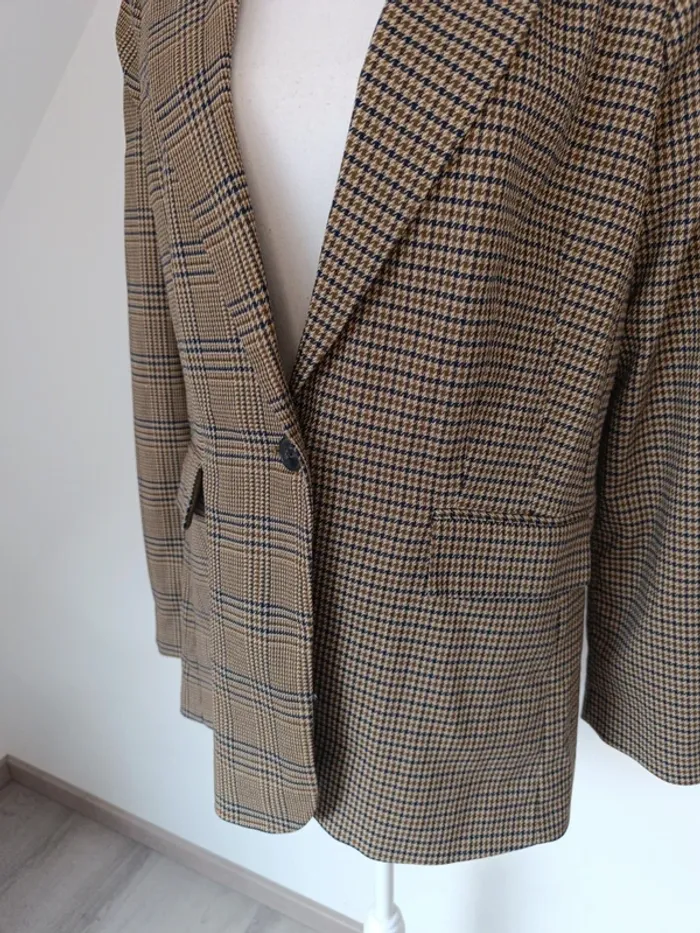 Blazer long à carreaux pied-de-poule – C&A – Taille 42 - photo numéro 3