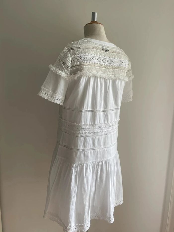 Robe blanche brodée Bérénice manches courtes – Taille 36 - photo numéro 2