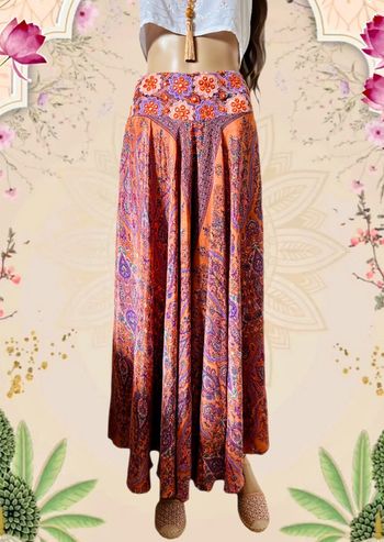 🪷Jupe-culotte indienne boho chic hippie Indian embroidered paisley skirt-culottes🪷