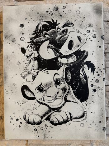 Tableau Simba Timon et Pumbaa Le Roi Lion en toile 30x40cm