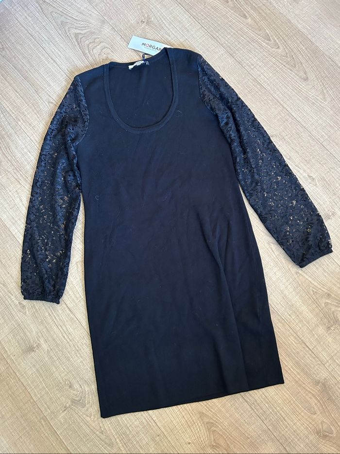 Robe pull noire neuve avec dentelle Morgan taille M (valeur 60€) - photo numéro 7