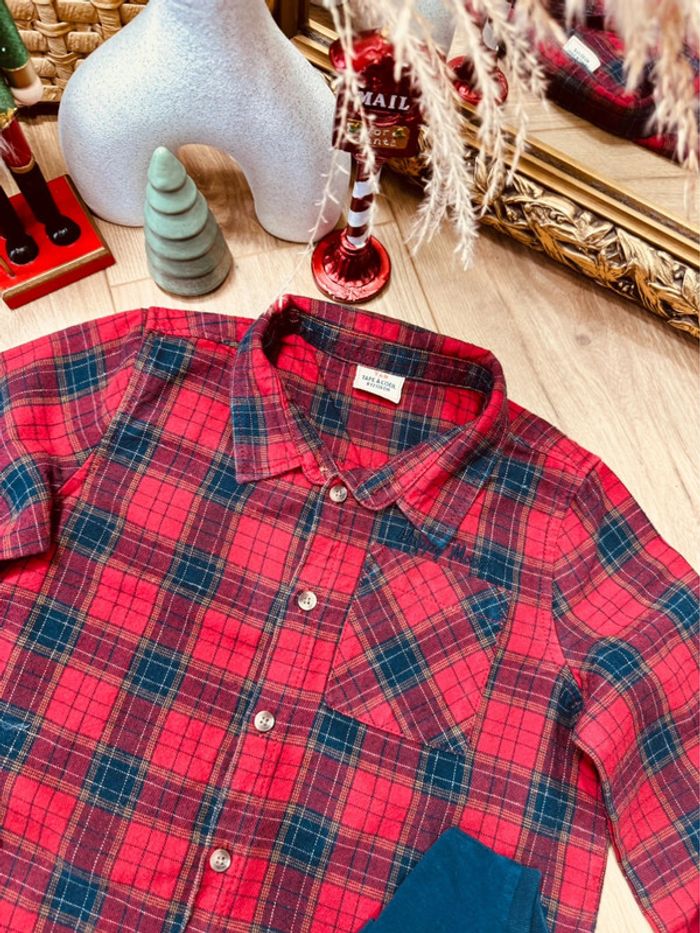Taille 8 ans chemise et teeshirt Noël garçon Tao Okaidi rouge bleu marine * sapin * 🎄 - photo numéro 2