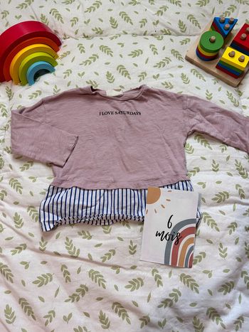 teeshirt manches longues lilas 6/9 mois zara