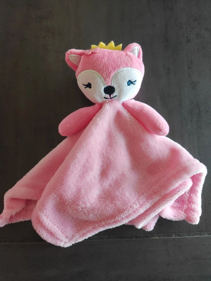 Doudou renard rose couronne - photo numéro 2