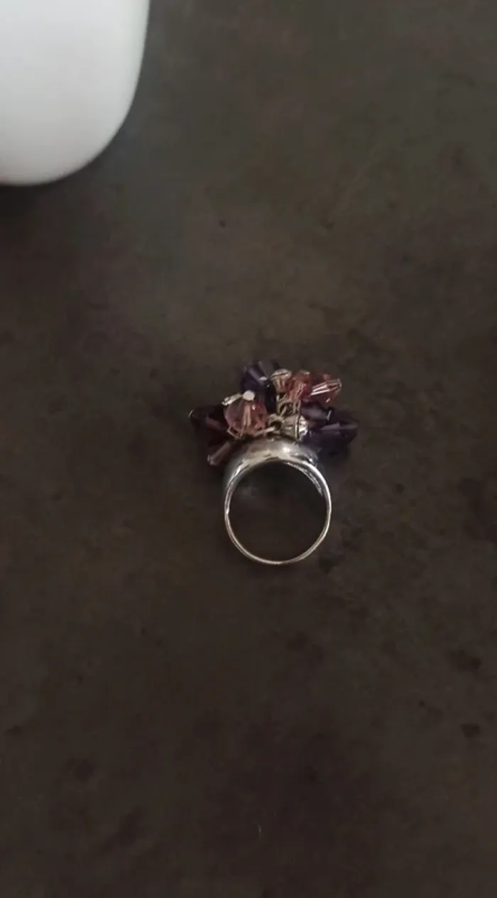 Bague fantaisie argentée et violette - photo numéro 3