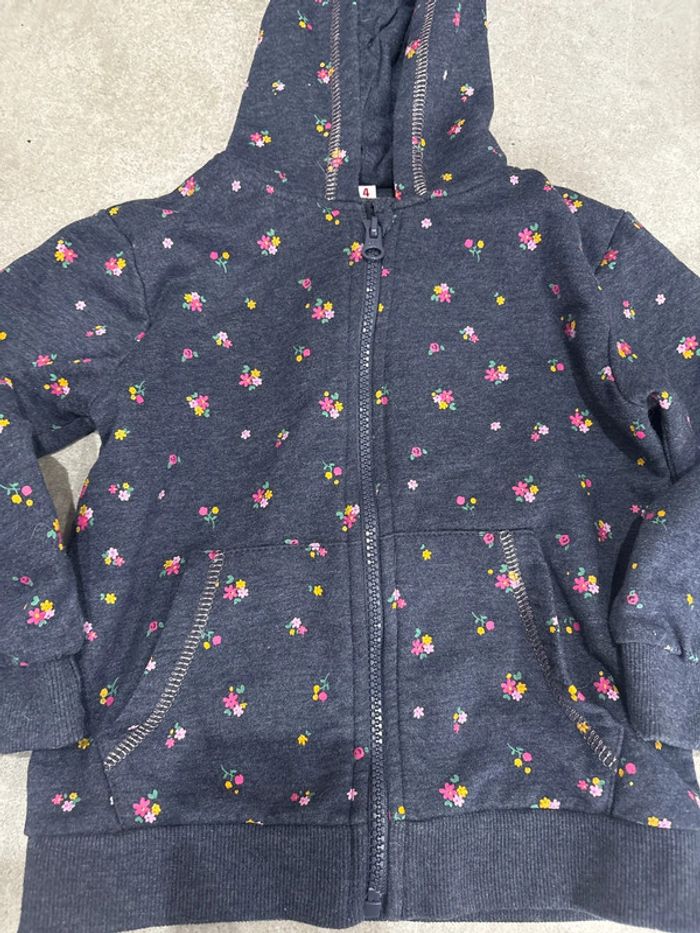 Gilet fleuri zippé à capuche - photo numéro 2