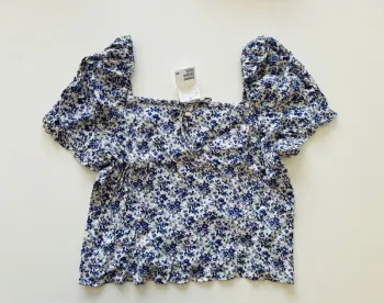 Blouse à fleurs bleues - L - H&M - neuf