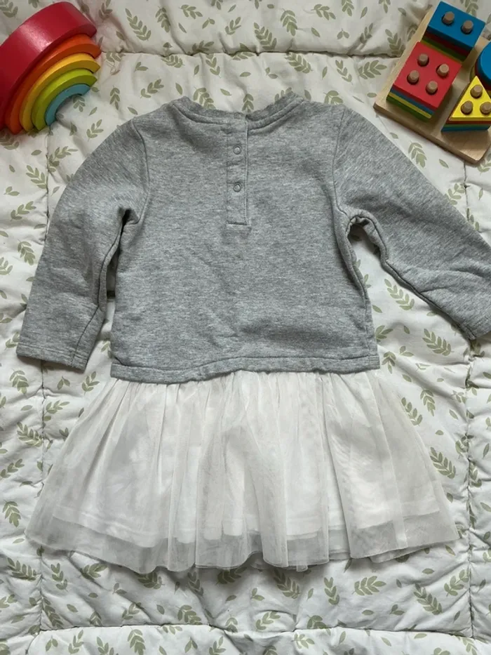 robe manches longues gris et blanc jupe tutu avec jupon 23 mois smiley - photo numéro 8