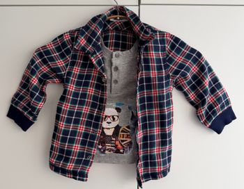 Chemise 2 en 1 t-shirt intégré 3 Pommes, taille 18 mois