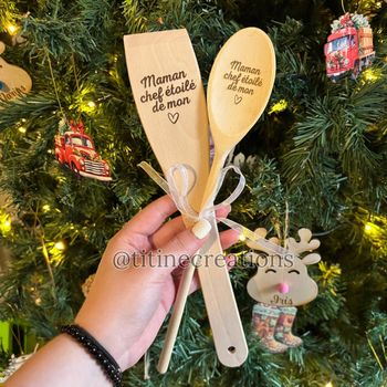 Cuillère et spatule en bois personnalisé✨