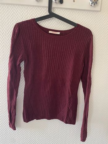 Pull bordeaux Camaïeu S