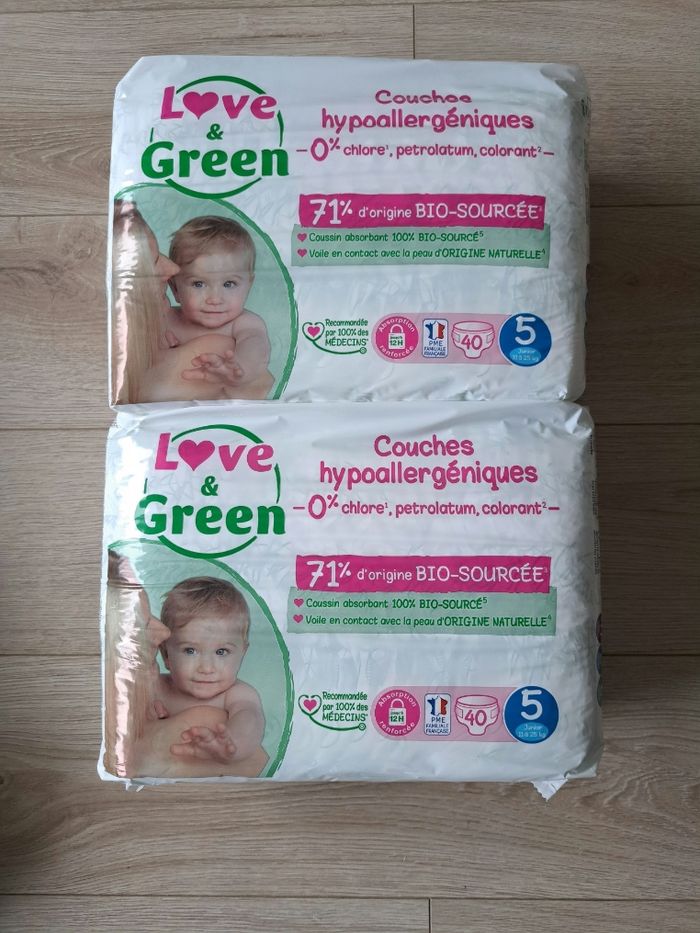 Lot de 2 paquets de couches Love & Green taille 5