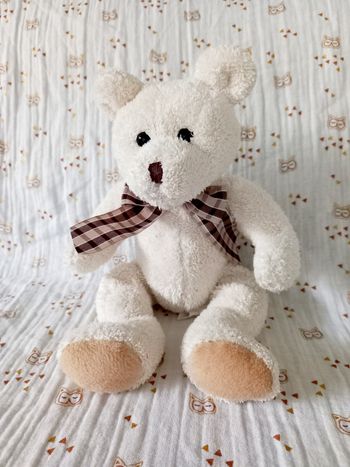 Peluche ours nœuds à carreaux