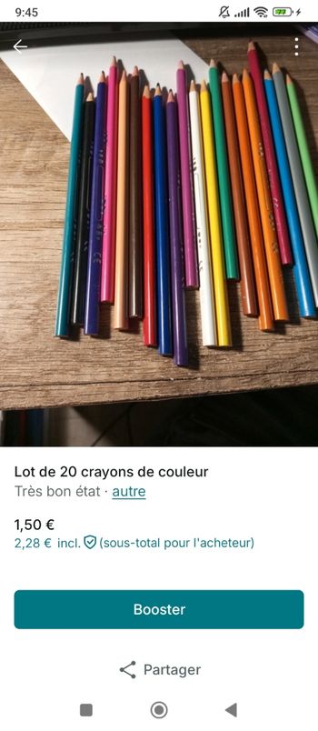 Lot de 20 crayons de couleur
