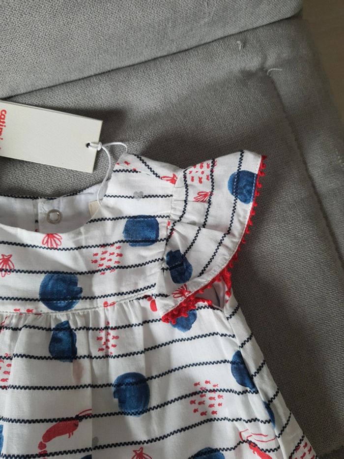 Ensemble robe et bloomer Catimini taille 6 mois neuf avec étiquettes - photo numéro 2