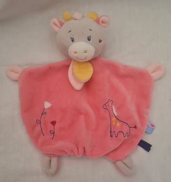 Doudou plat girafe rose - Sucre d'orge