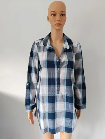Tunique chemise a carreaux bleu taille s no excuse