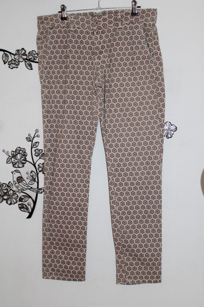 👖 Jean Please beige à motifs hexagonaux, taille M, en excellent état ! 👖