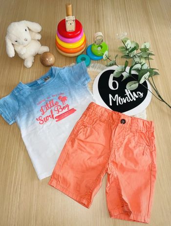 Ensemble été short t-shirt 6 mois tape à l’œil garçon