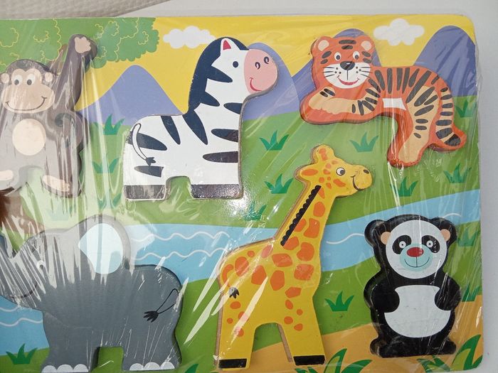 Puzzles animaux savane en bois, 6 morceaux dès 18 mois - photo numéro 2