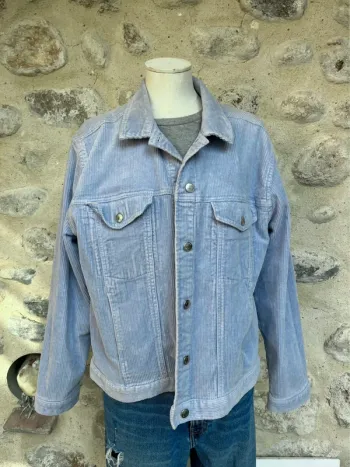 Monki - Veste velours côtelée bleu clair pastel ciel oversize