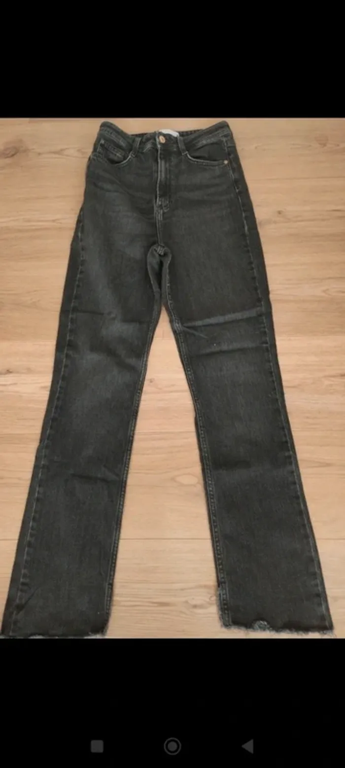 Jean droit taille haute noir Zara S - photo numéro 2