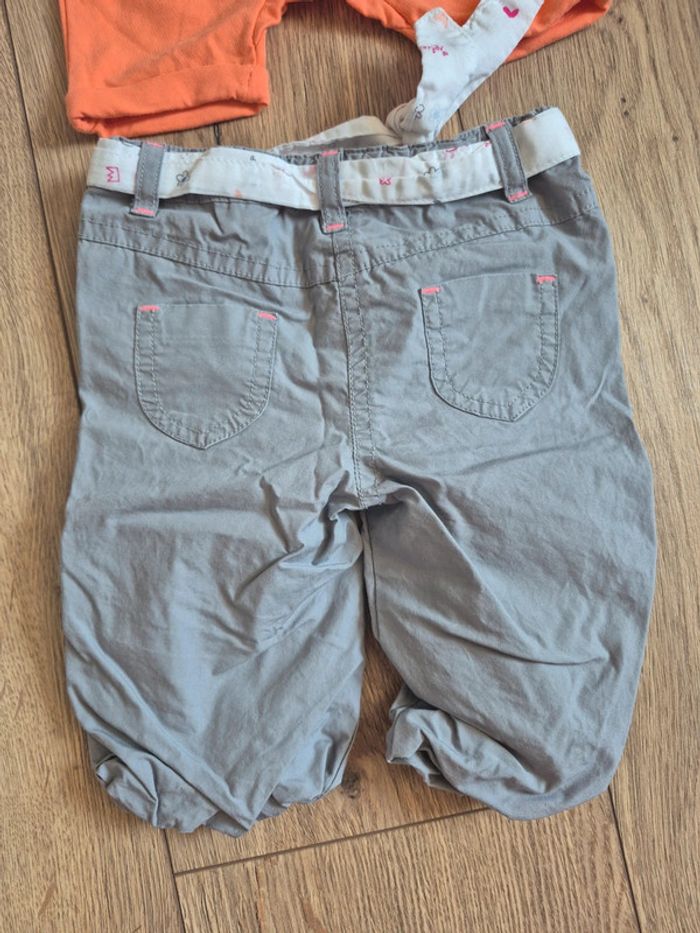 Lot bas et blouse fille 3 mois 1 pantalon et short et 1 blouse - photo numéro 4