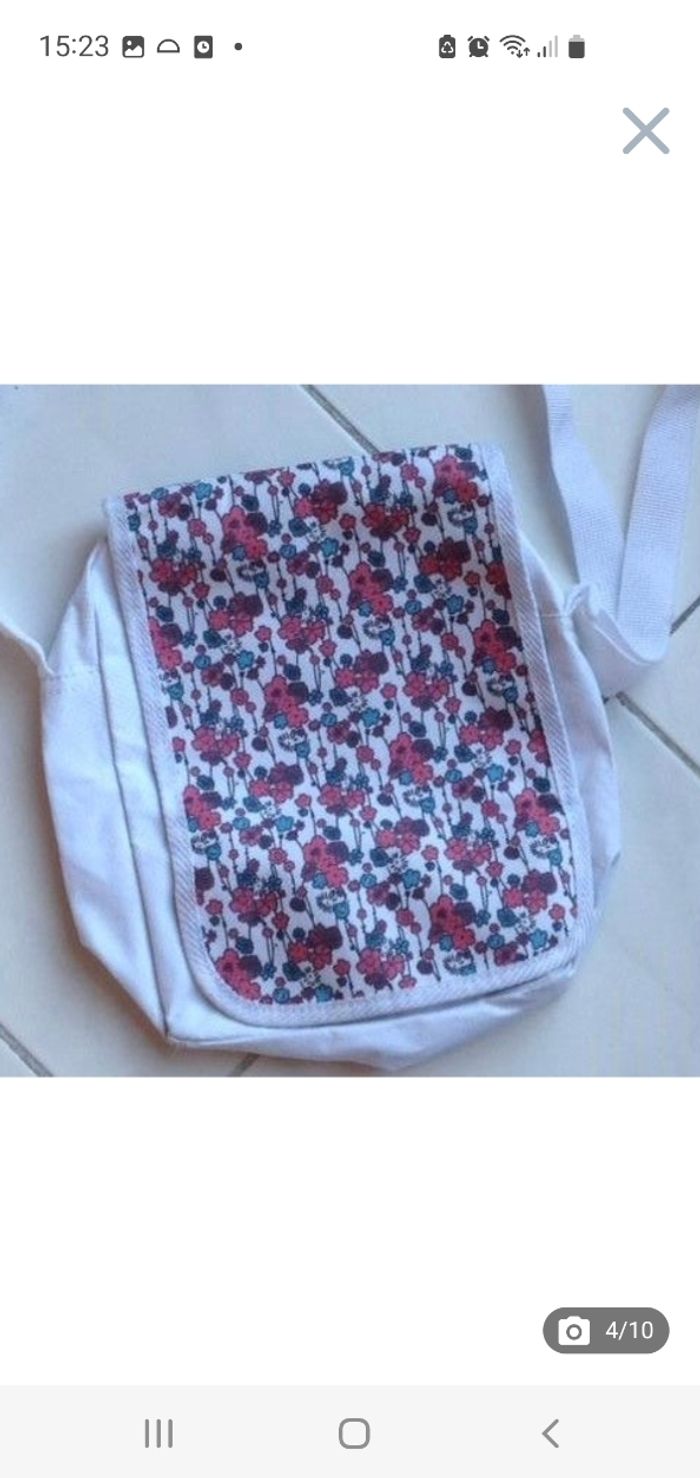 Sac / sacoche/ cartable enfant blanc imprimé bandoulière - photo numéro 4