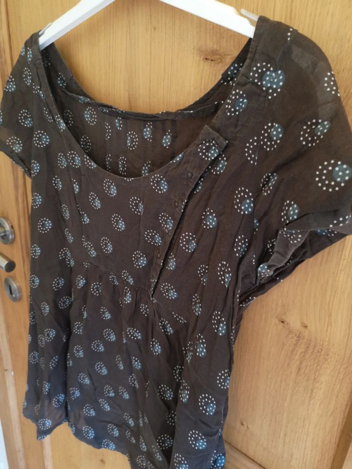 T-shirt à courtes manches en brun, blanc et bleu IKKS 36 - photo numéro 2