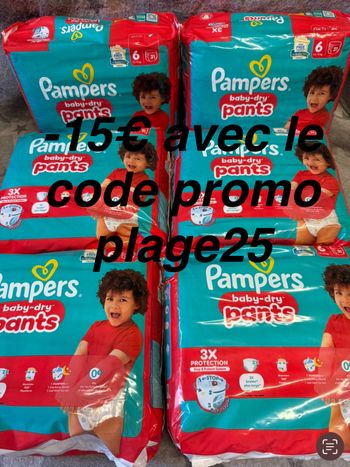 Six pack de couches Pampers taille 6 culotte