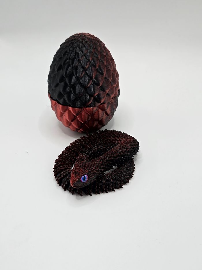 🐉Œuf style dragon en 3D  avec son serpent articulé assorti🐍.
