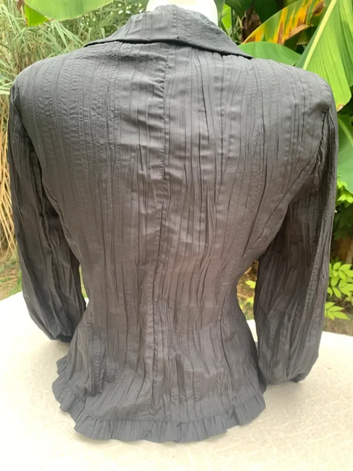 Veste Machin chose taille 42 noir effet froissé épaulettes - photo numéro 8