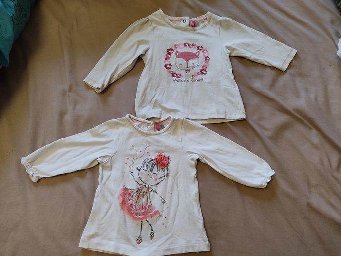 Lot de 2 T-shirts manches longues fille taille 6 mois. Orchestra - photo numéro 2