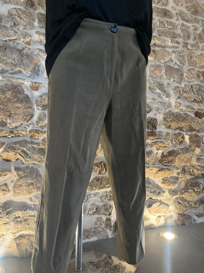 Pantalon tailleur en daim kaki S - photo numéro 2