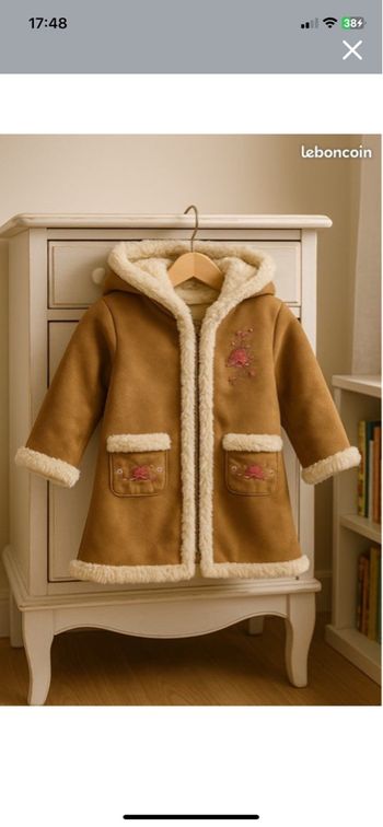 Manteau fille Tout compte fait 3/4 ans - doublé chaud à capuche Taille 36 mois / 98 cm • Bon état