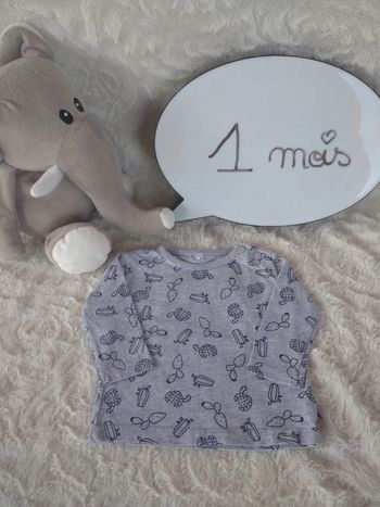 Tee shirt chemise manches longues Garçon 1 mois Cactus Zeeman 100% coton