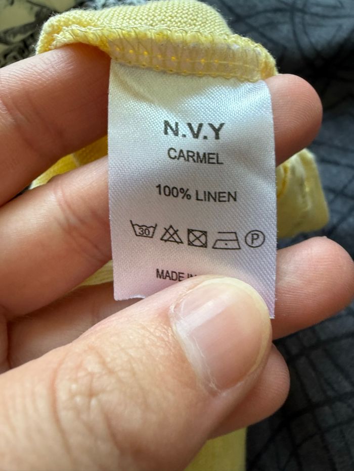 T-shirt manches courtes col V jaune NVY taille 36 S en lin - photo numéro 5