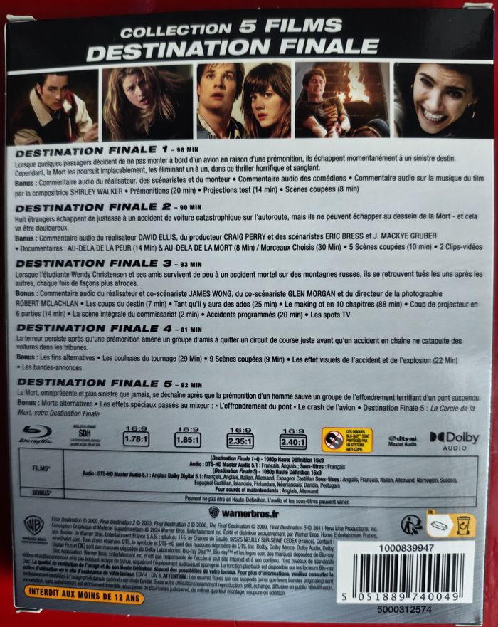 Coffret Bluray Destination Finale 1 à 5 - photo numéro 2
