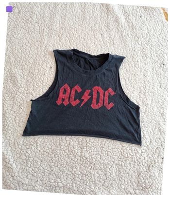Débardeur noir AC/DC coupé rock vintage grunge Y2K
