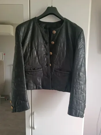 Veste vintage en cuir véritable