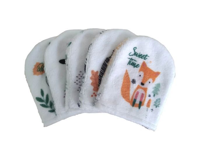 Lot de 5 gants de toilette - animaux de la Forêt