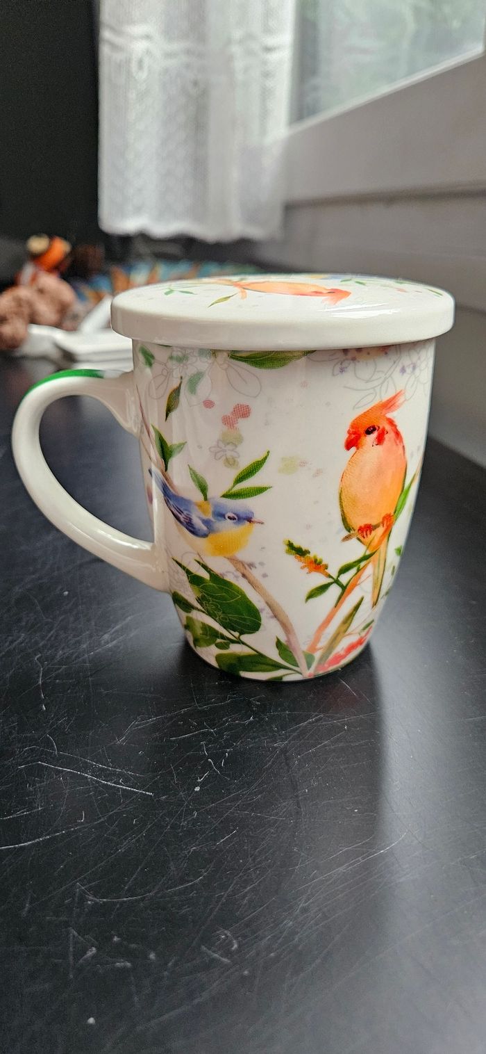 Tasse à thé avec passoire en métal et Couvercle en Porcelaine 320 mL - Trend'up - photo numéro 5