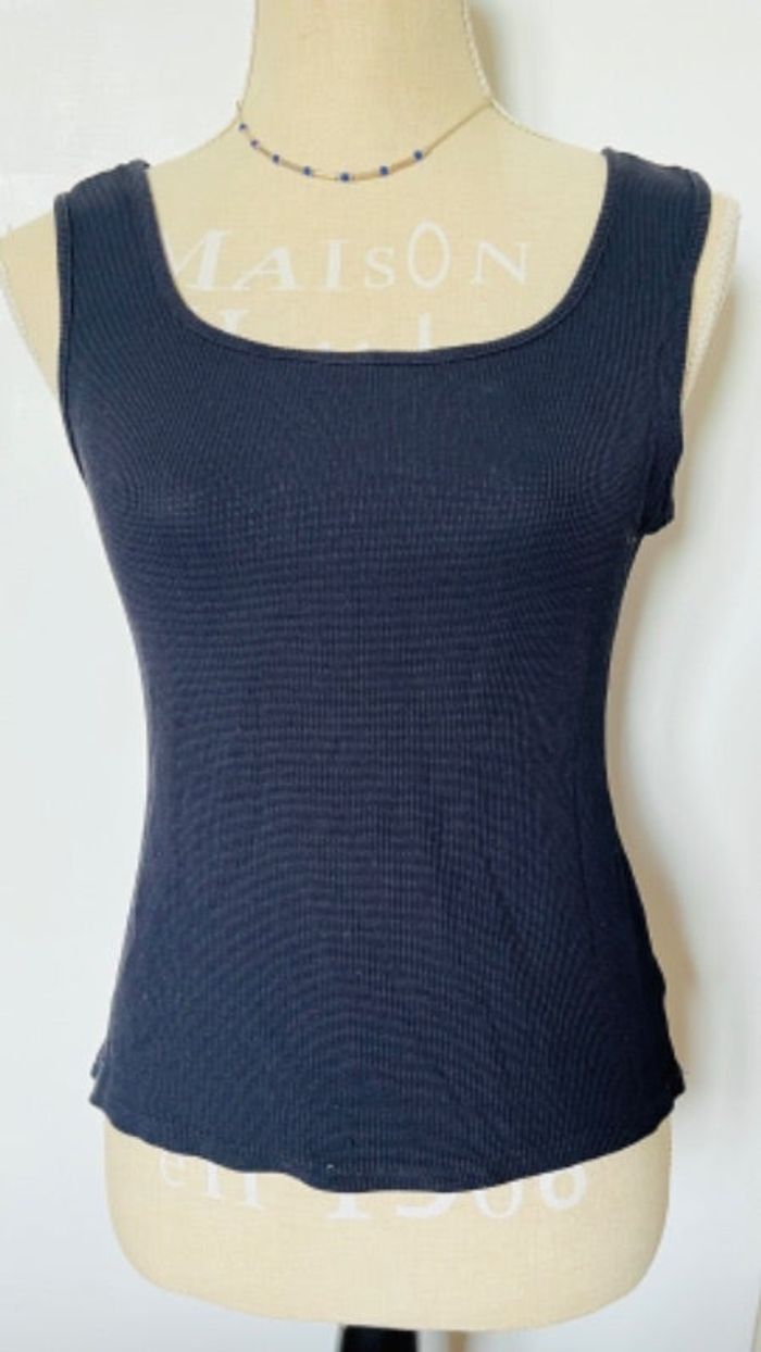 Débardeur noir court côtelé intemporel taille 40 l