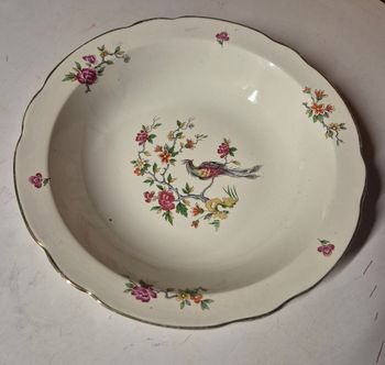 Digoin sarreguemines condé plat creux 28cm décor oiseau fleurs vintage faïence