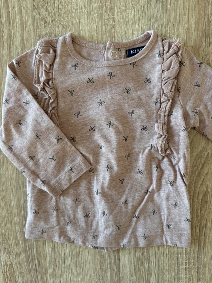 T shirt rose ML Kiabi 3 mois TBE - photo numéro 2