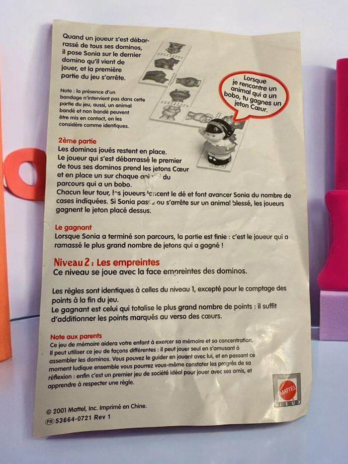 Jeu Mon Petit Domino Fisher Price 2001 - PlayFamily Sonia - photo numéro 3