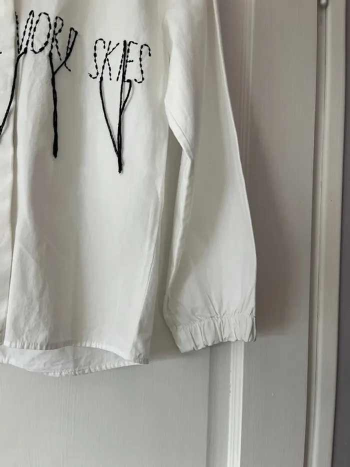 Chemise blanche fille – Zara Girls – 9 ans – Broderie noire - photo numéro 3