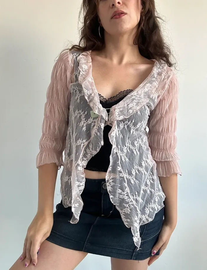 Haut transparent y2k fairy core années 2000 rose taille S - photo numéro 7