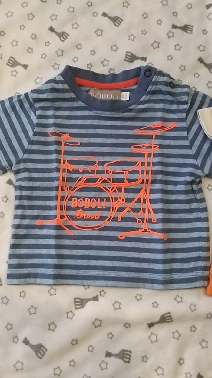 Tee-shirt 3 mois bébé garçon neuf boboli - photo numéro 3