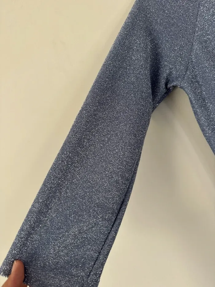 👗Robe - bleu argenté avec des paillettes- très bon état- sans marque - photo numéro 4